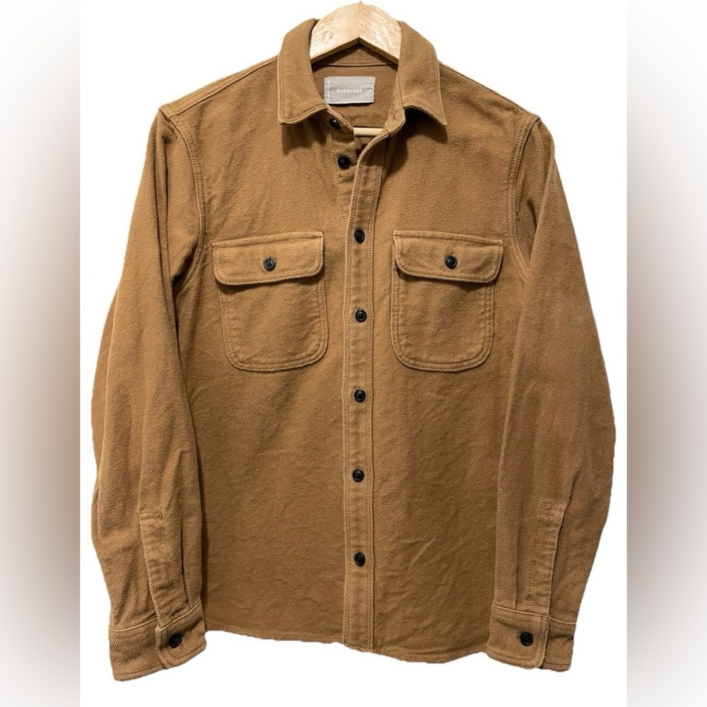 Everlane Minimalist Shacket Utility Chore Shirt Brown Structured Cotton Small